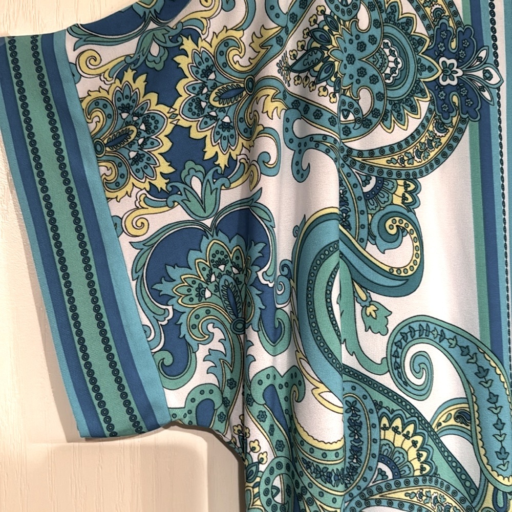 STUDIO ONE NEW YORK Paisley S/S Lined Shift Pullover Dress Knee Length Size XL - Picture 5 of 10